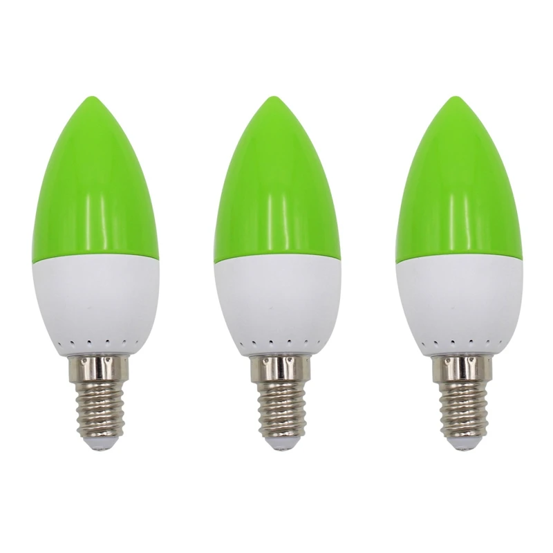 

3X E14 LED Color Candle Tip Bulb, Color Candle Light, Green