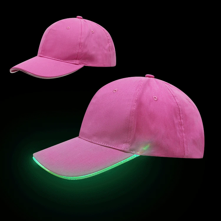 Розовая светящаяся Кепка, бейсболка со светодиодной подсветкой, светящаяся шляпа из оптического волокна, дорожная рекламная шляпа от солнца, женская и мужская летняя шляпа с козырьком