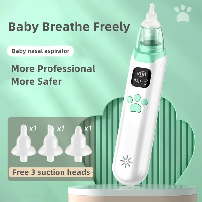 Baby Nasal Aspirator Newborn Infant 3 Gears Adjustable Electric Suction Nose Cleaner Toddler Low Noise Silicone Nose Sucker