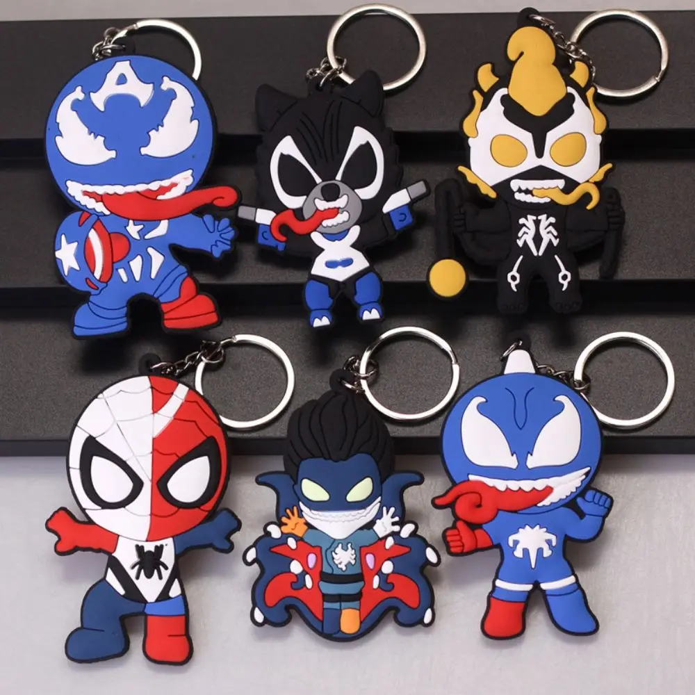 

Marvel Avengers Keychain Spiderman Pvc Double-sided Pendant Superhero Key Ring Backpack Silicone Keyring Accessories Kid Gifts