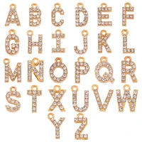 10pcsset high quality zircon alphabet charm 26 letters golden pendant for couples bracelet earrings diy jewelry making supplies