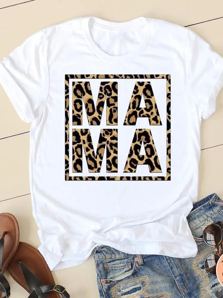 

Leopard Mama Mom 90s Cute T-shirts Clothing Short Sleeve Clothes Fashion Summer Casual Ladies Print Women T Female Graphic Tee