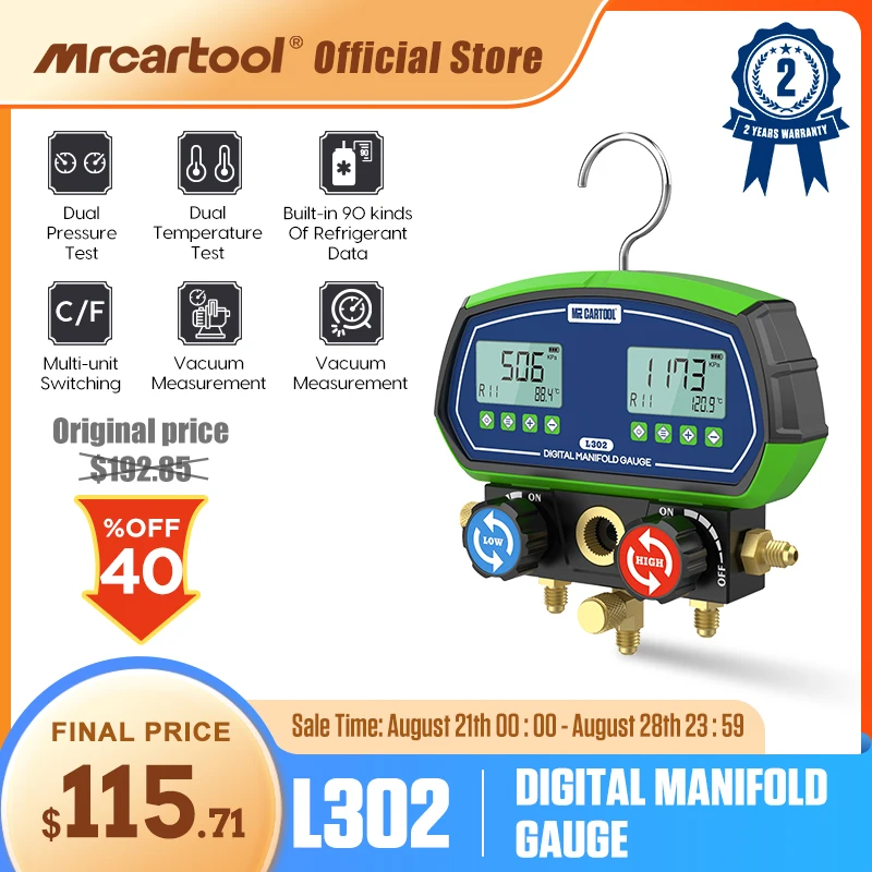 Тестер MRCARTOOL L302, система отопления, вакуумного давления, температуры, утечки, инструменты для охлаждения, цифровой манометр