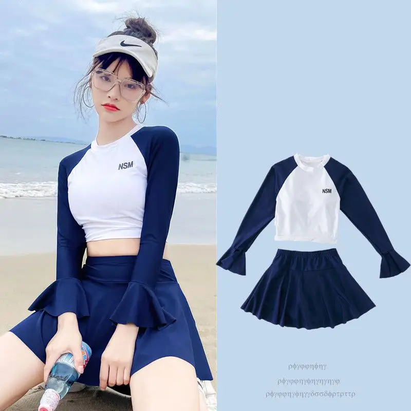 

2022 Fashion Swimwear Swimming for Women 2-piece Suit Thin Split Skirt Trunks Korea Chic Hot Summer Bathing Suit Swimsuit Bikini