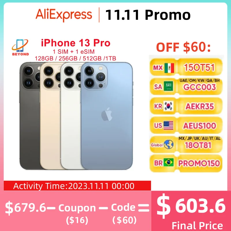 

95% Новый Apple iPhone 13 Pro 13pro 128/256/512 ГБ/1 ТБ ПЗУ 6 ГБ ОЗУ 6,1 дюйма Super Retina OLED A15 IOS идентификатор лица