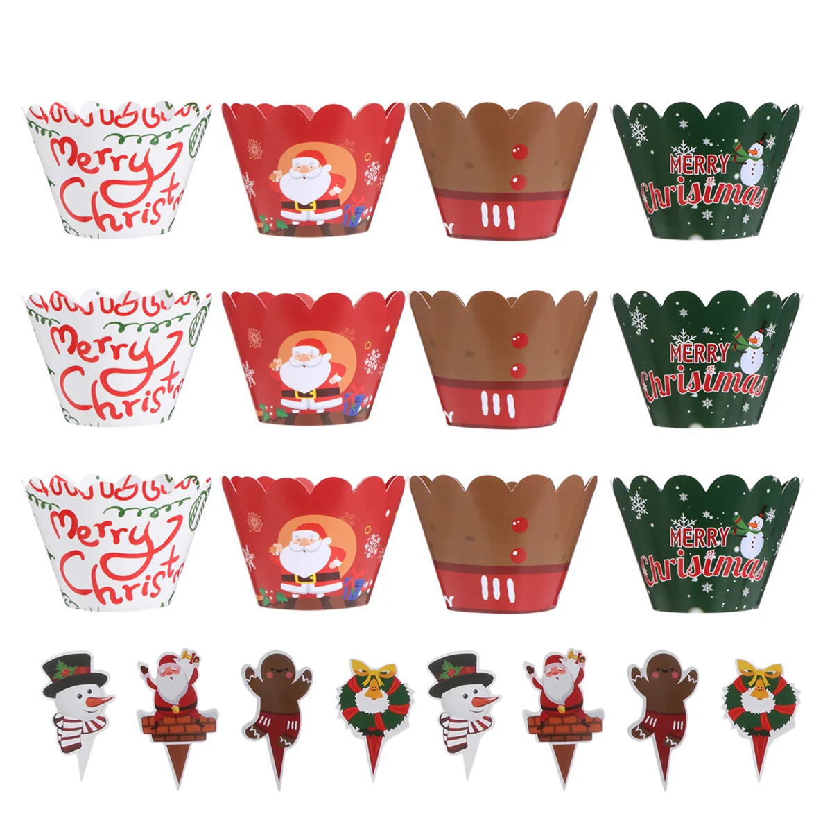 

Christmas Cupcake Toppers Cake Wrappers Partypicks Dessert Topper Holidaydecorations Liners Santa Holders Muffin Edible Decor