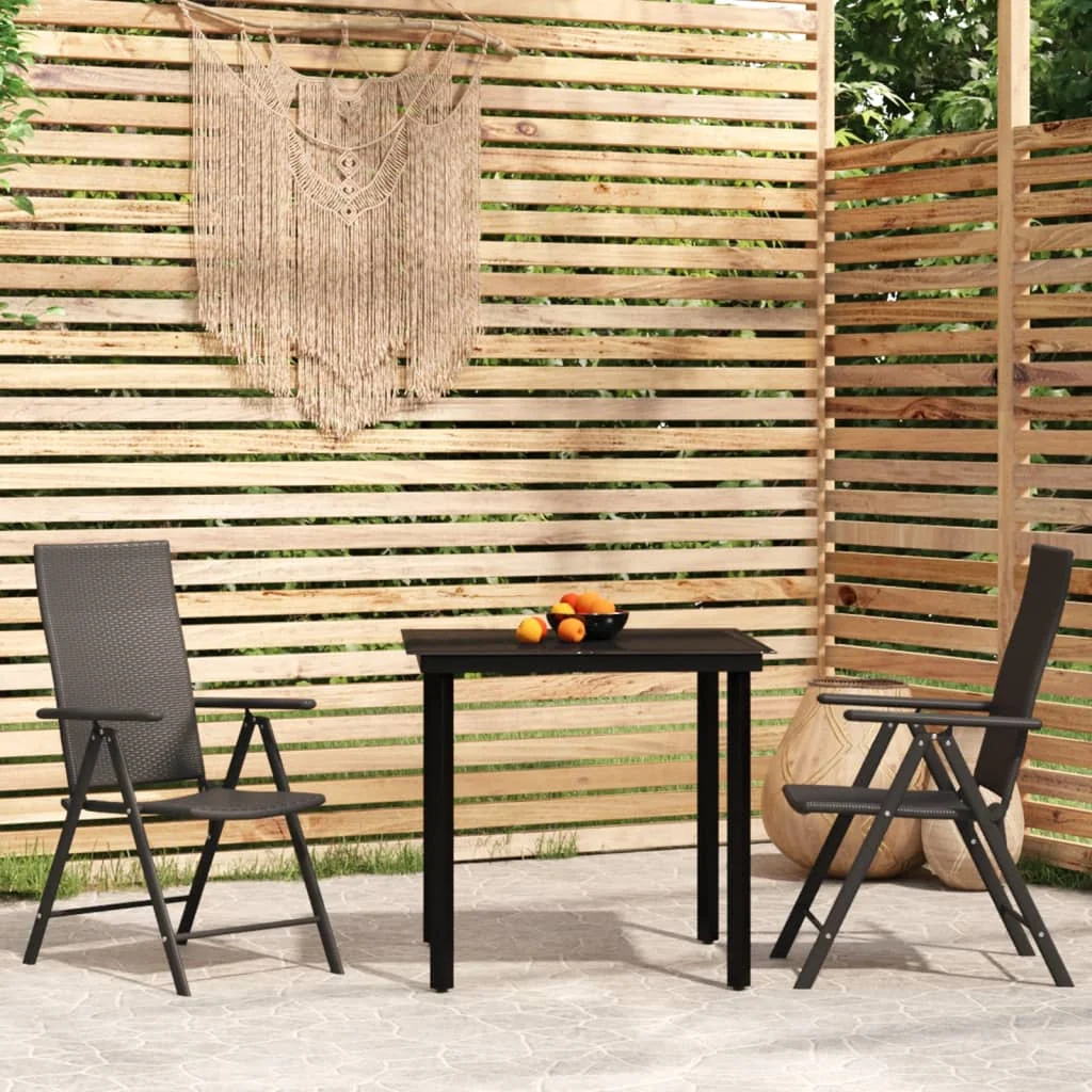 

3 Piece Garden Dining Set,Patio Table and Chair Set, Black