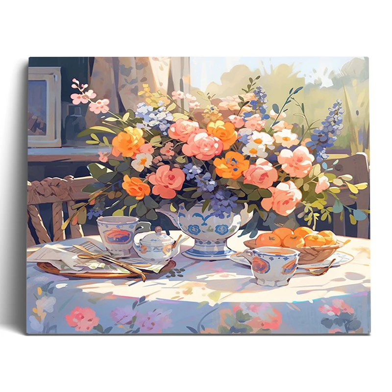 RUOPOTY-Раскраска по номерам Цветочная ваза с рамкой масляные цветные маркеры