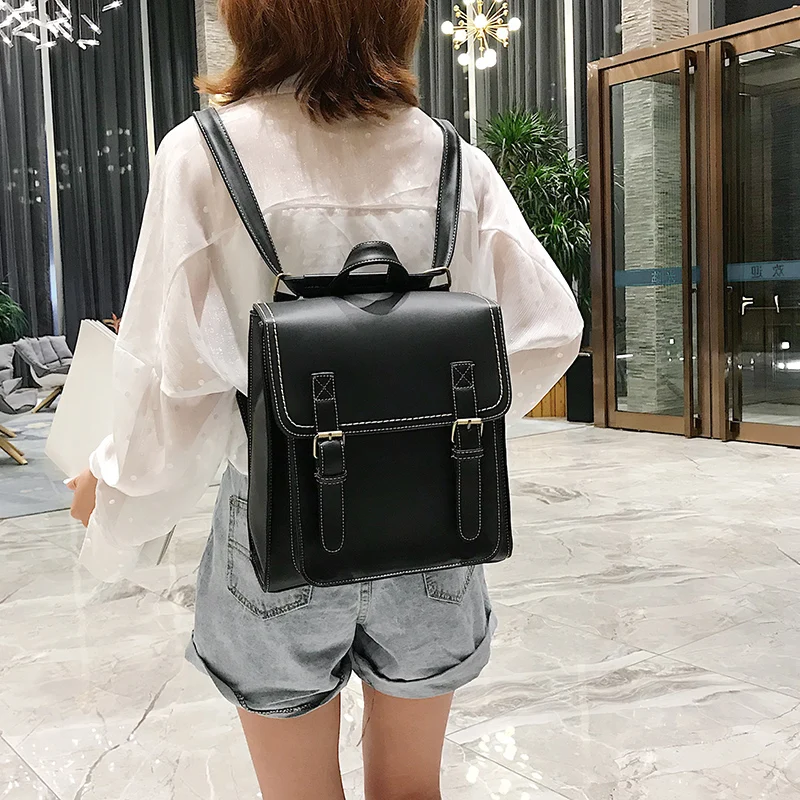 

New Vintage Backpack Female Pu Leather Bag Women Backpack Fashion School Bag For Girls High Quality Leisure Shoulder Bag