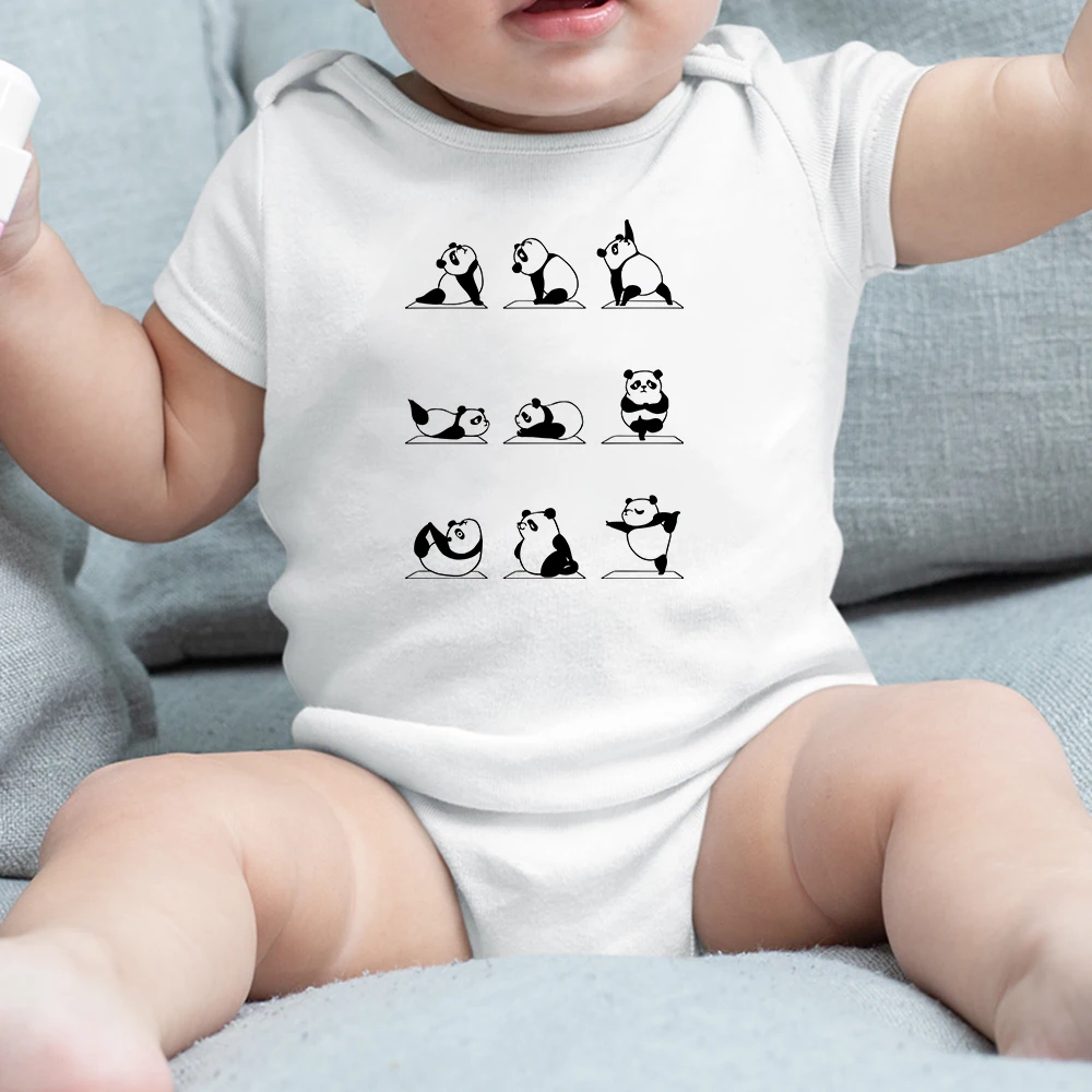 

Exquisite Cartoon Panda Doing Yoga Graphics O-Neck Toddler Romper Cute Fashion Harajuku New Casual Newborn Jumpsuit