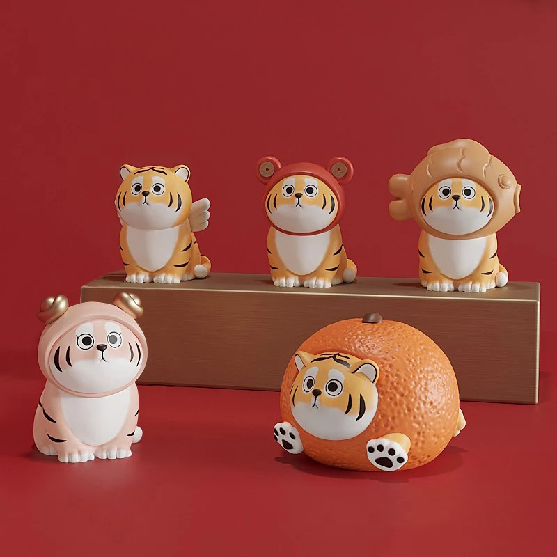 

Creative Tiger Miniature Sculpture Ornament Home Desk Decoration Kawaii Room Decor Figurines for Interior Car Ornament Gift