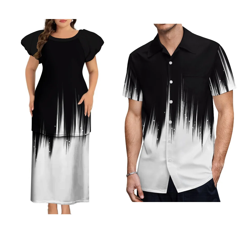 Фото Samoa-Fiji Couple Dress Casual Travel Couple Suit Men'S Pocket Shirt Women'S Puletasi Skirt Custom Polynesian Couple Dress №2