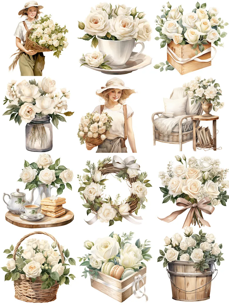 

Набор стикеров «Белая роза»