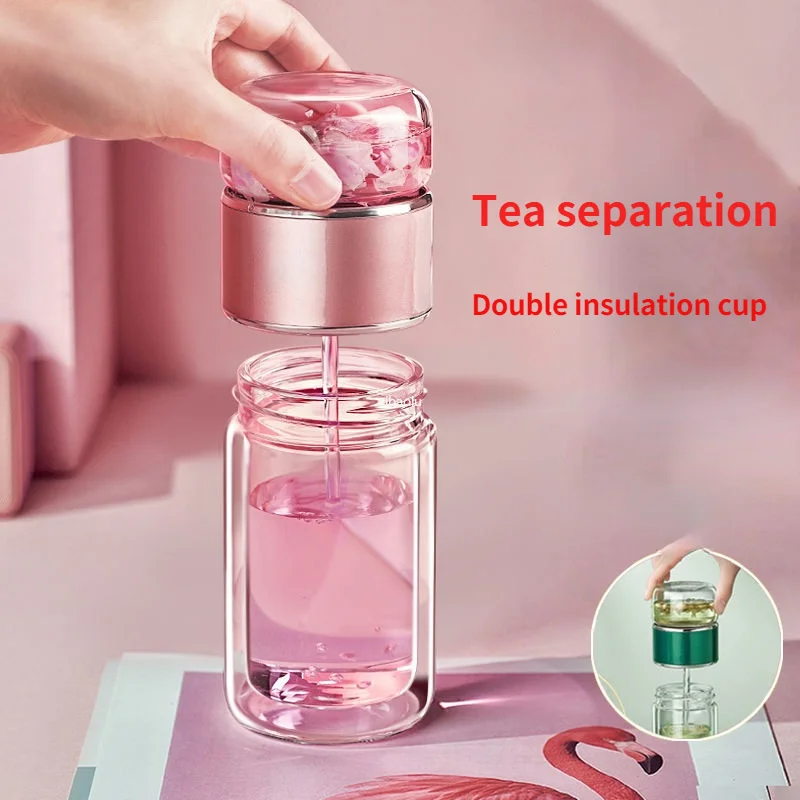 الإبداعية الشاي والماء فصل الزجاج عالية القيمة مقاومة للحرارة شاي بالأعشاب المزهرة كوب الإناث المحمولة لطيف مكتب المنزل كوب ماء