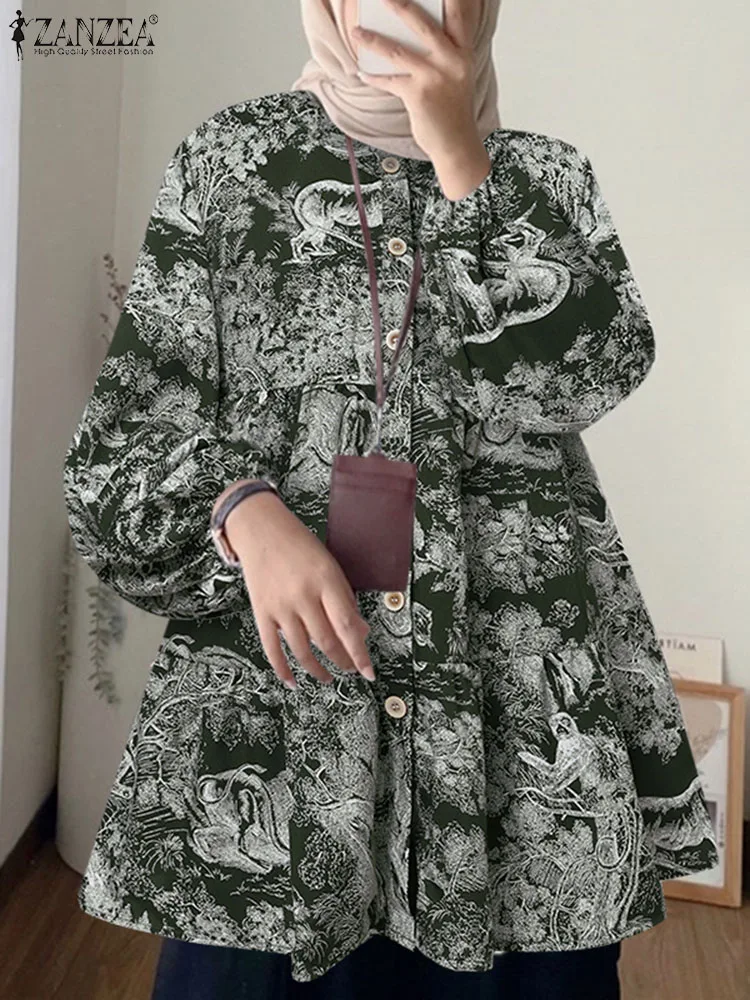 

Осенняя Свободная Женская рубашка с длинным рукавом и цветочным принтом