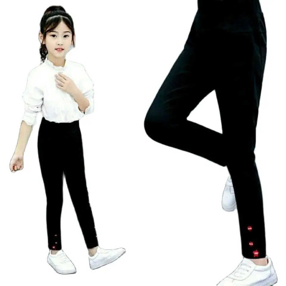 

Girls' pants 2022 spring and autumn single pants new fashion little foreign style slim straight elastic trousers
