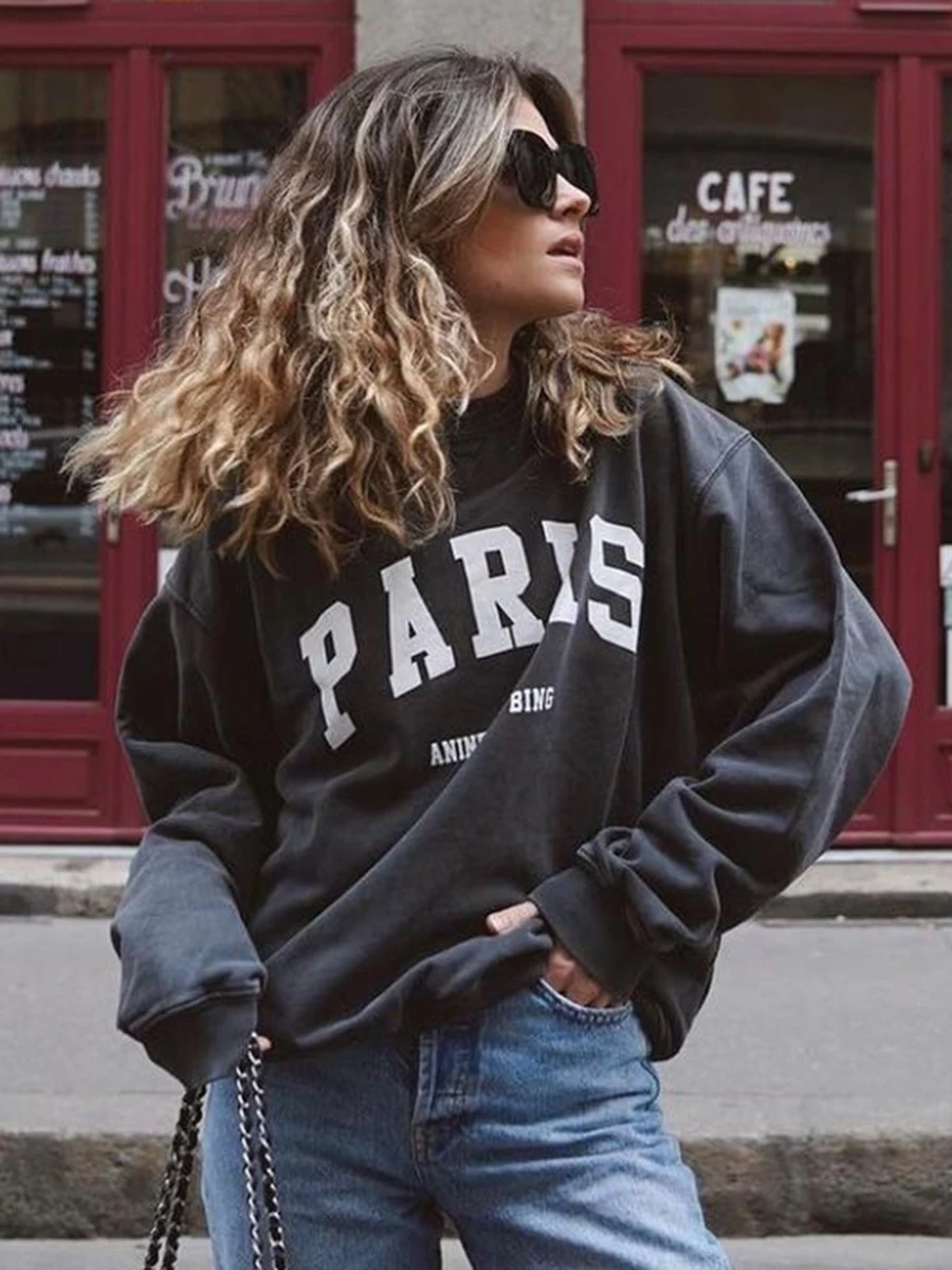 

Женский хлопковый свитшот с длинным рукавом и круглым вырезом