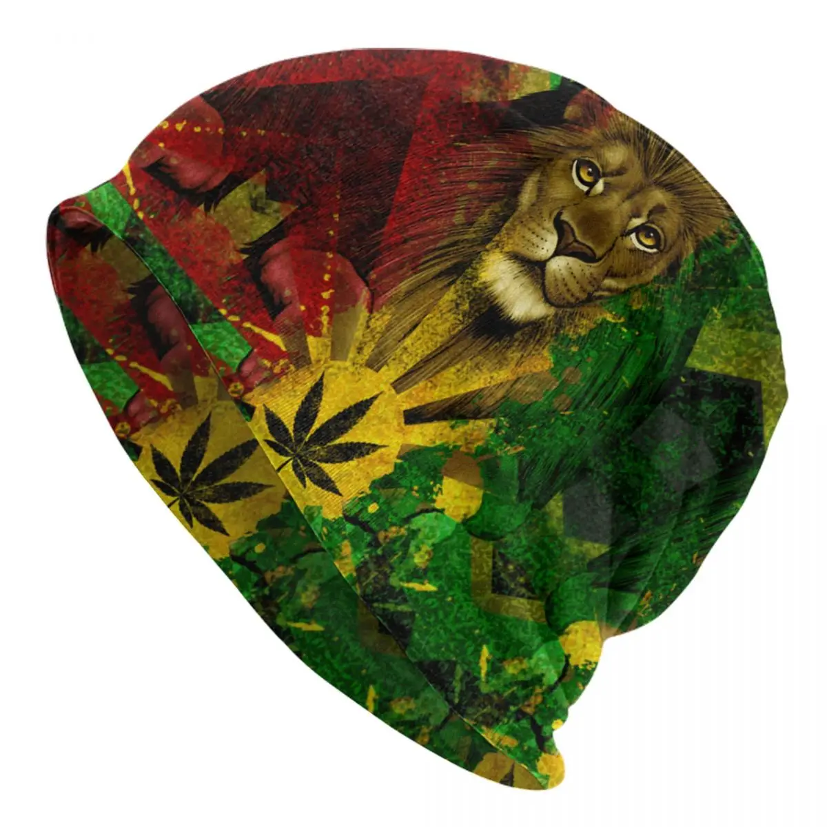 

Jamaican Rasta Lion Bonnet Hat Goth Street Skullies Beanies Hats Jamaica Rastafarian for Men Women Summer Thermal Elastic Cap