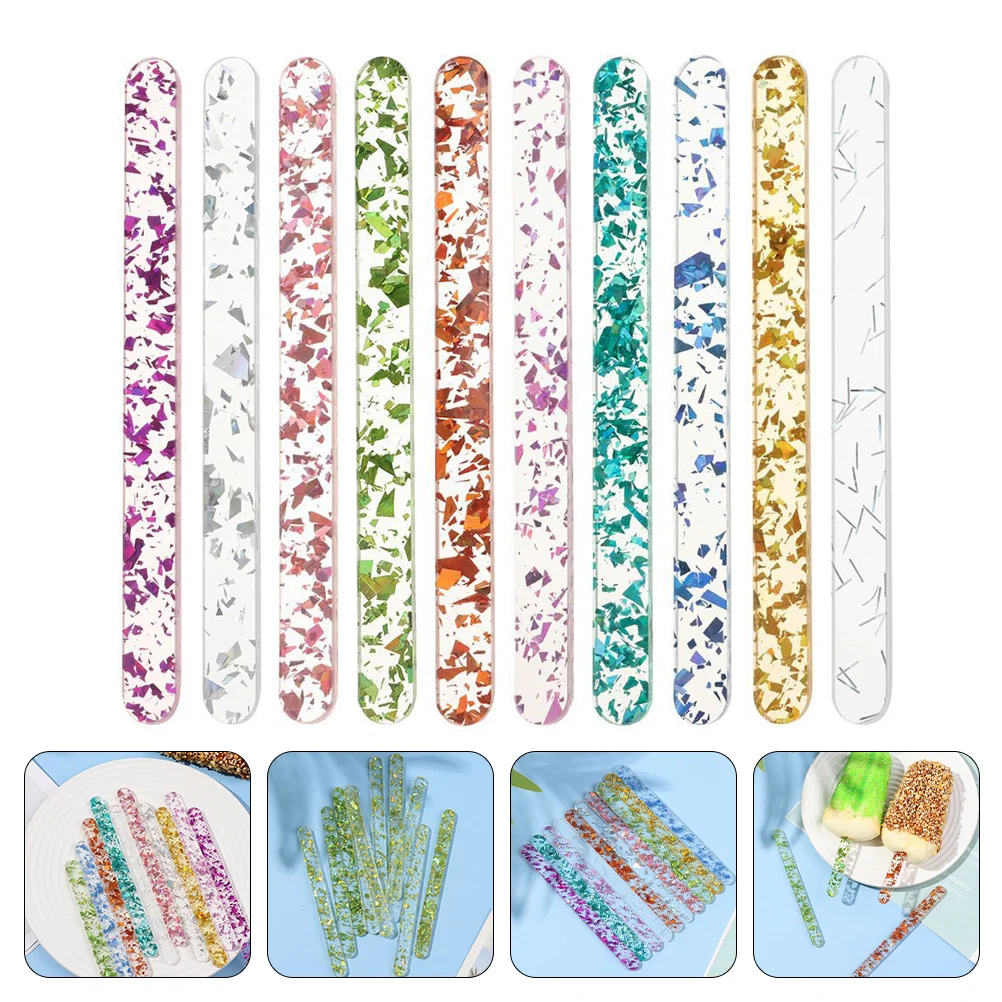 

25pcs Acrylic Ice Cream Sticks Household Reusable Colorful Ice Lolly Sticks