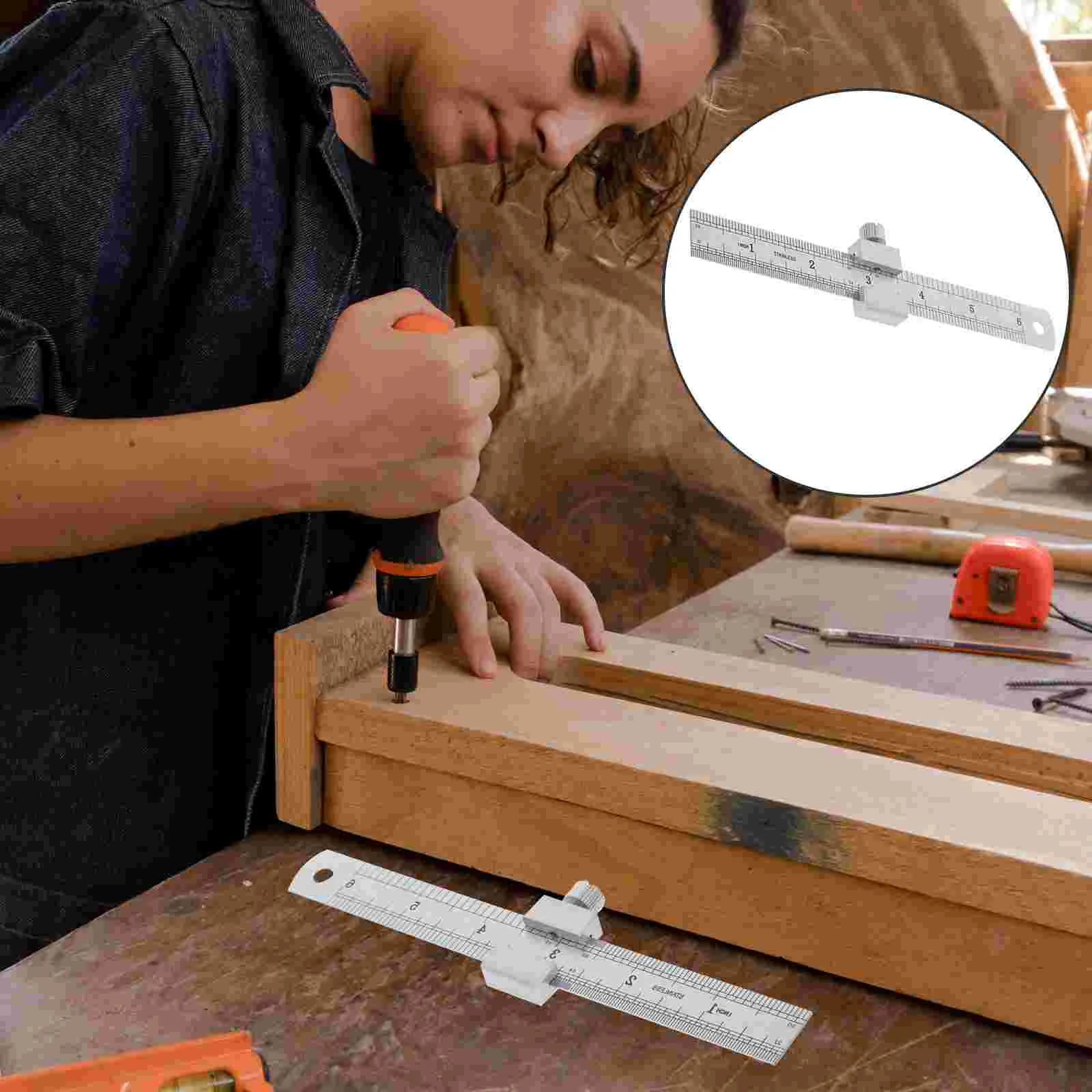 

Mechanic Tool Carpenter Tools Table Gauge Ruler Pocket Clip Ruler Machinist Ruler Step Depth Gauge Woodworking Ruler