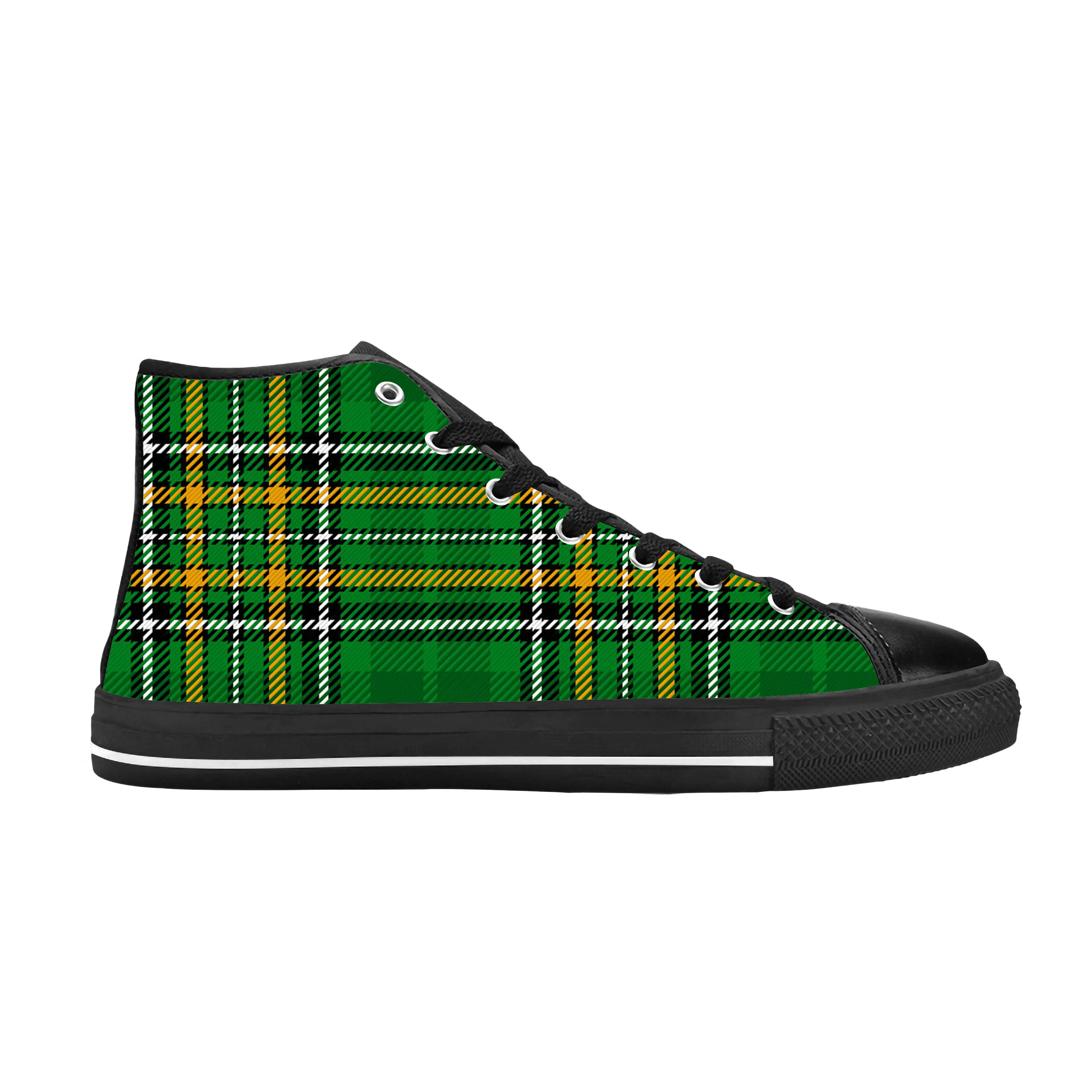

Irish National Scottish Stewart Clan Tartan Plaid Casual Cloth Shoes High Top Comfortable Breathable 3D Print Men Women Sneakers