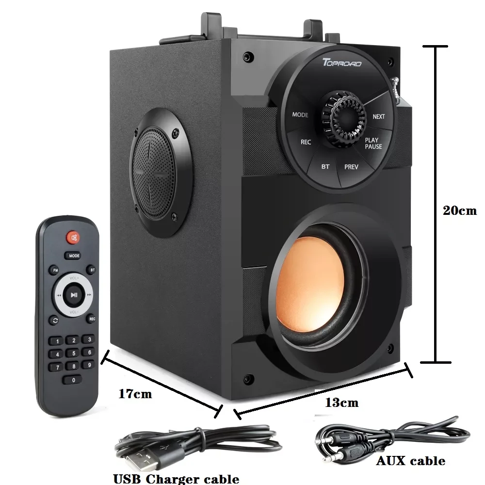 Bluetooth-Колонка TOPROAD портативная с сабвуфером и FM-радио |