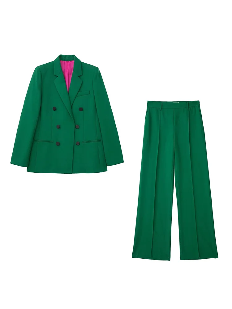 

BM&MD&ZA 8674523 Women 2022 New Fashion Double Breasted Blazer Coat Vintage Long Sleeve Pockets Female Outerwear Chic 8674/523