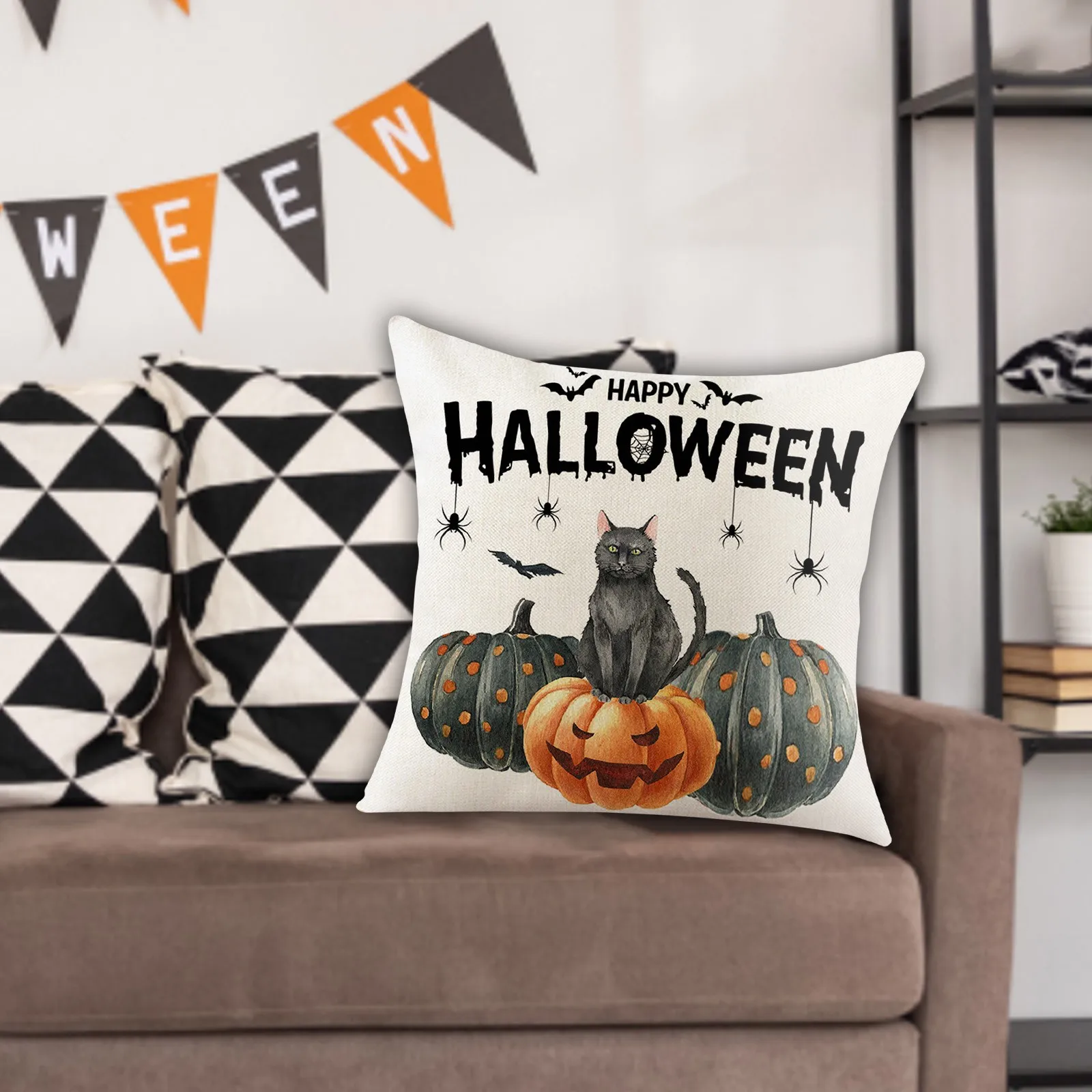 

Шелковая наволочка для малыша, кожаный чехол для дивана в стиле Хэллоуин, ужасы, Декоративные диванные подушки в сельском стиле