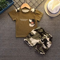 boys clothing summer suit 2022 new childrens camouflage loose short sleeved t shirt two piece set kids fashion
