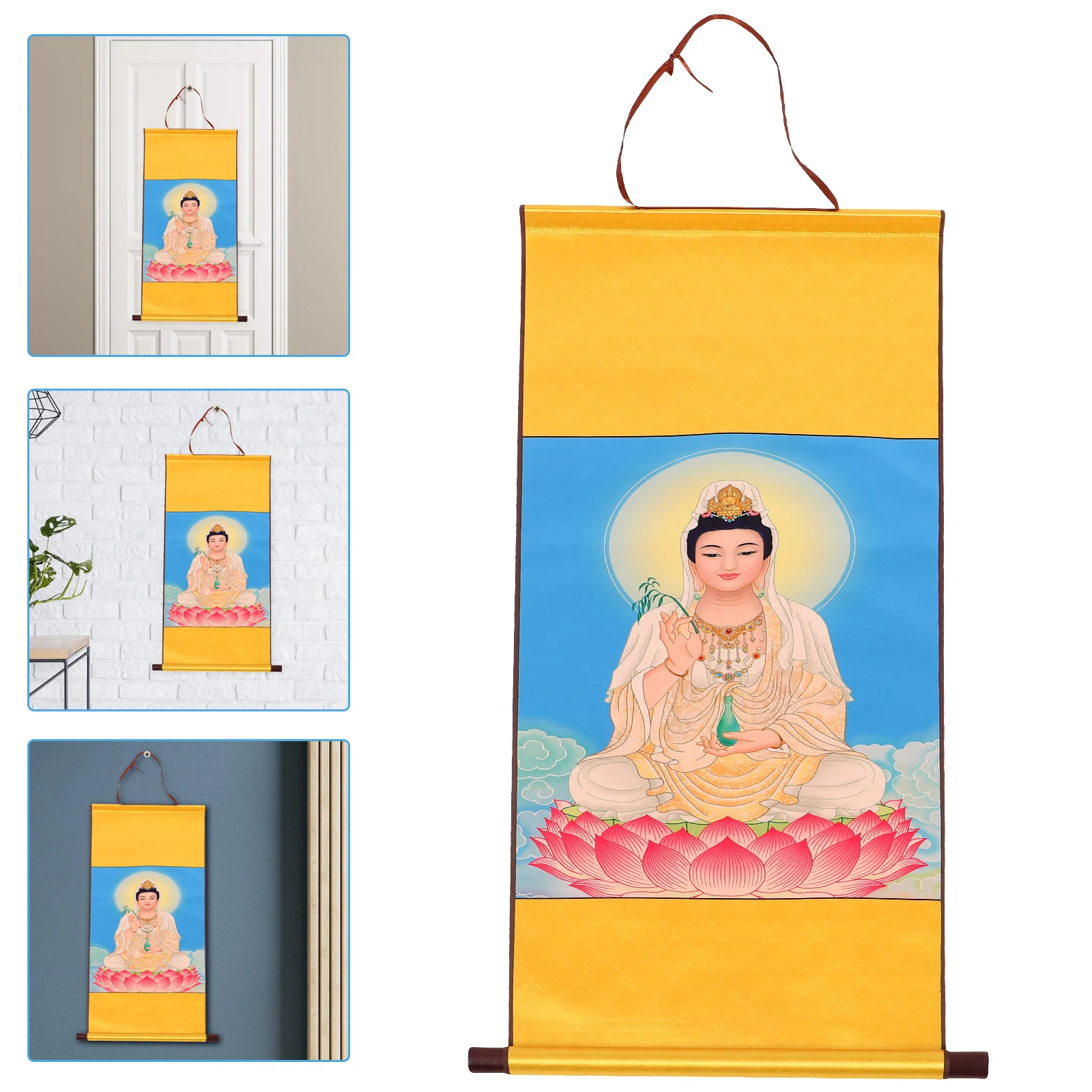 

Wall Art Wall Hanging Scroll Decor Religious Ornament Background Decor Buddha Statues Hanging Paintings Home Offerings And Decor