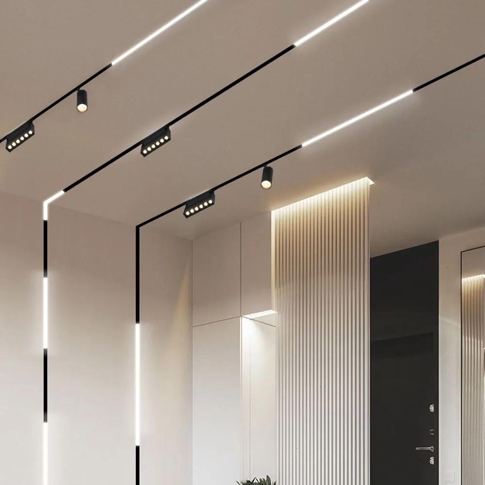 

Modern LED Track Lights Recessed Magnetic Design Lamp Indoor Rail Ceiling System Track Lighting Adjustable Spot Rail Spotlights