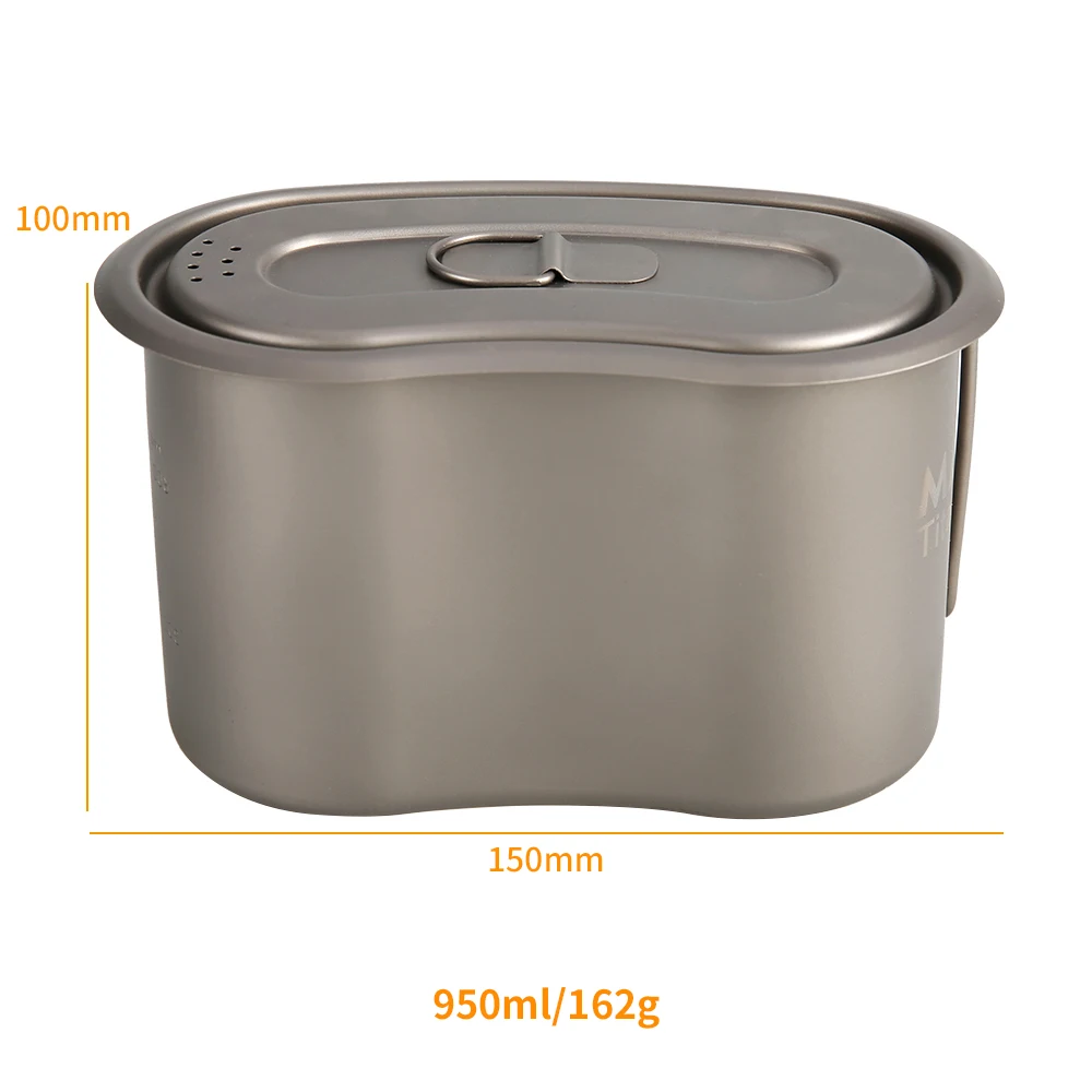 Титановая чашка GI с титановой ложкой 950 мл Ланч-бокс чаша для кемпинга со складной