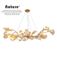 creative tree branches dining room chandelier kitchen island lamp art chinese style indoor decoration home decor copper glass