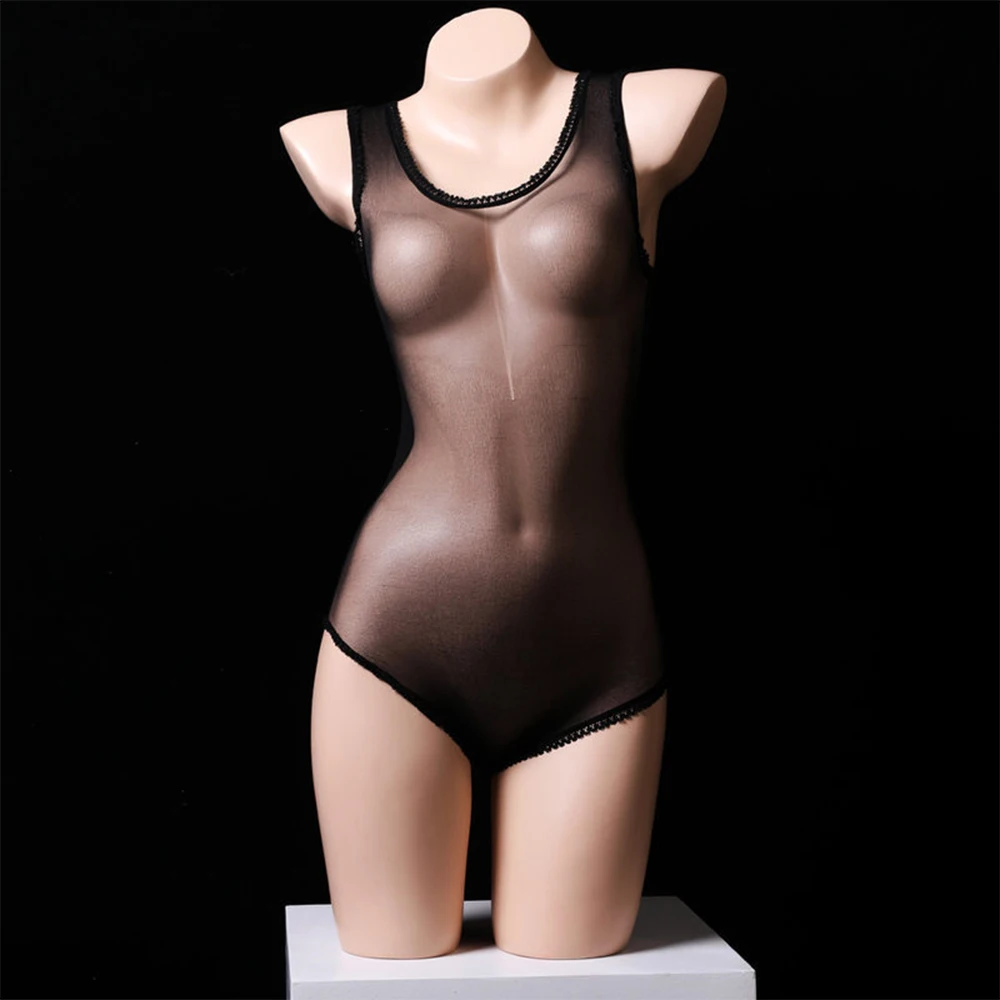 

Mens Shiny Glossy Underwear Transparent See-through Thong Leotard Bodystocking Tank Bodysuit Sleeveless Swimwear Swimsuit