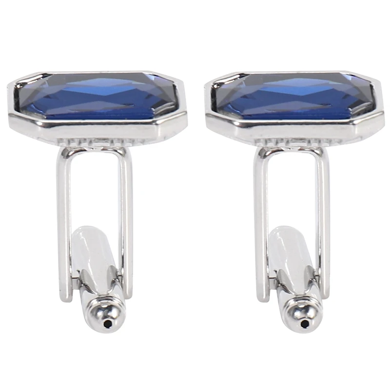 

1 Pair Fashion Diamond Colorful Glass Cufflinks Cuff Links Womens Mens Dress Business Wedding Cufflinks Gift Present(Blue)