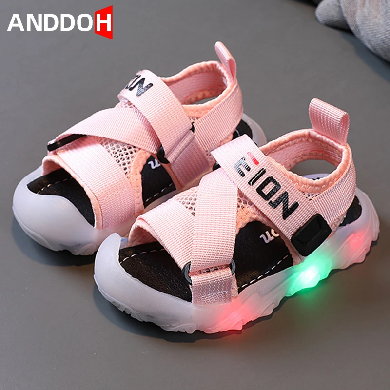 

Size 21-30 Girls Boys Glowing Sports Shoes Children Fashion Luminous Sandals Kids Soft Bottom Beach LED Lights Sandal Baby Shoe