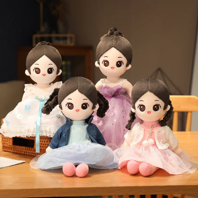 

Плюшевые игрушки с кружевной юбкой для девочек, милая красивая мягкая подушка для детей, подарок на день рождения, 35 см