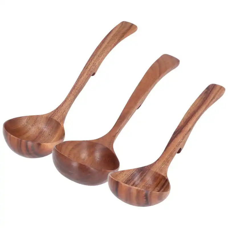 

Porridge Spoon Comfortable Handle Wooden Ladle for Kitchen
