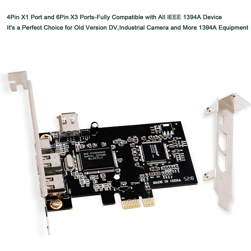 Карта расширения Pcie 3 порта 1394A Firewire адаптер PCI Express 1X к контроллеру IEEE 1394 для