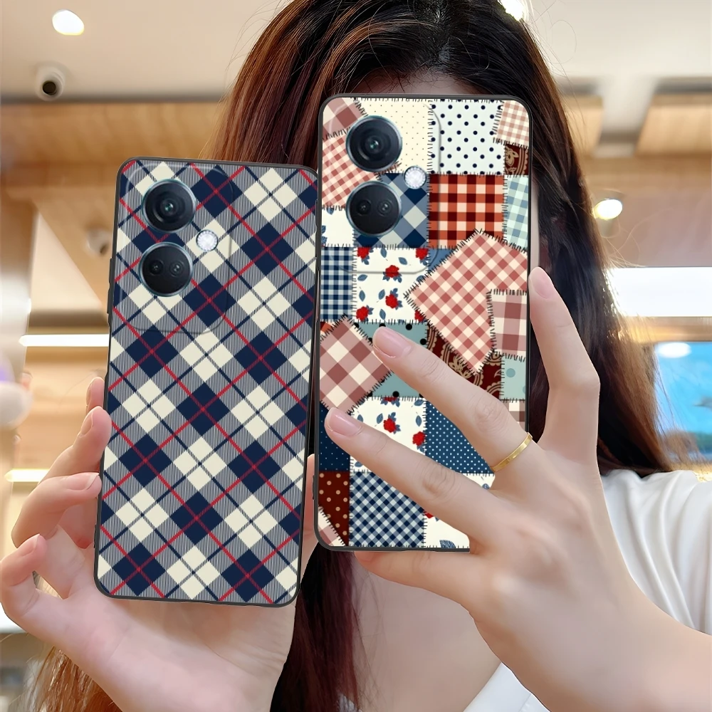 Lattice Grid Texture Mobile Cell Phone Case for OPPO Find X5 X3 X2 A93 Reno 8 7 Pro A74 A72 A53 Black Soft Cover Shell