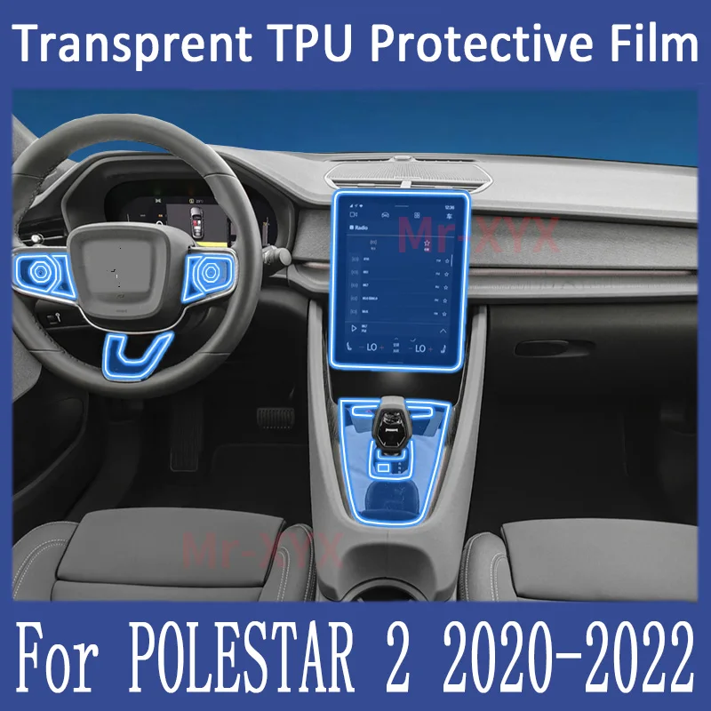 

For POLESTAR 2 2022 2021 Car Interior Center Console Transparent TPU Protective Film Anti-scratch Repair Film Accessories Refit