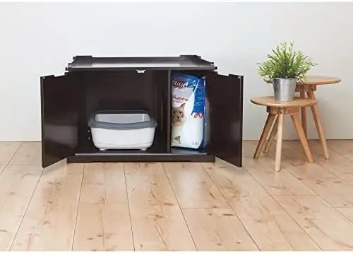 Enclosure, Hidden Cat Washroom, Side Table Pet Home, White