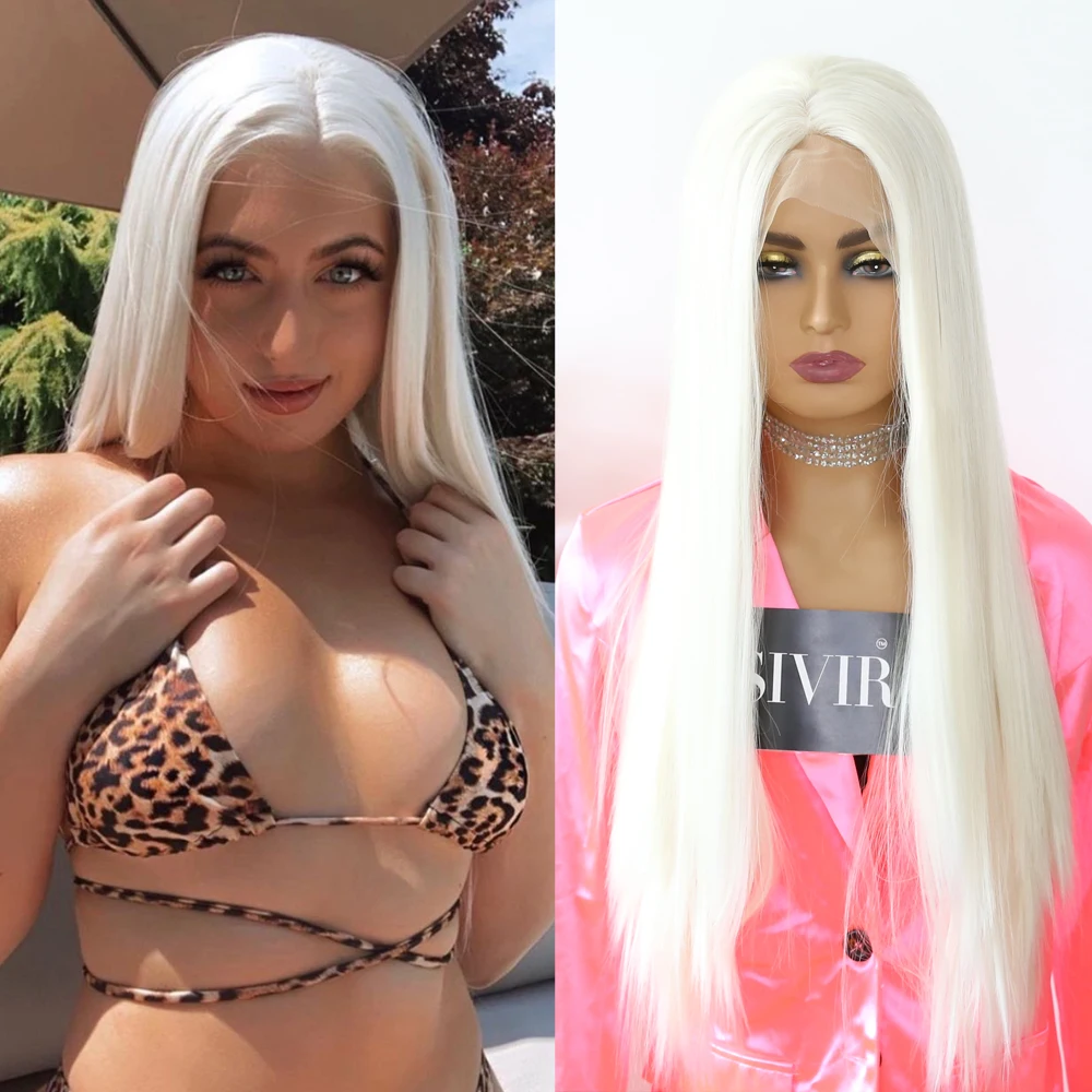 

Синтетические длинные прямые парики на сетке белого цвета, женский парик анимэ, косплей, волосы с центральным разделением, высокотемперату...