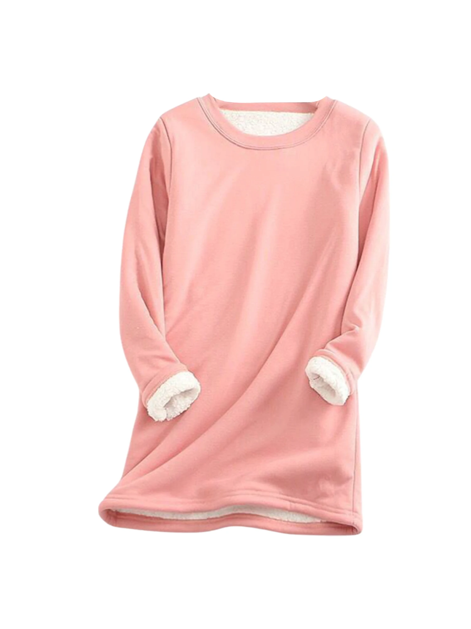 

Women Winter Warm Sherpa Lined Fleece Crewneck Sport Sweatshirt Pullover Tops Loungewear