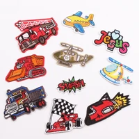 50pcslot anime embroidery patch letter jesus plane fire truck plane car vehicle kid boy clothing decoration iron applique