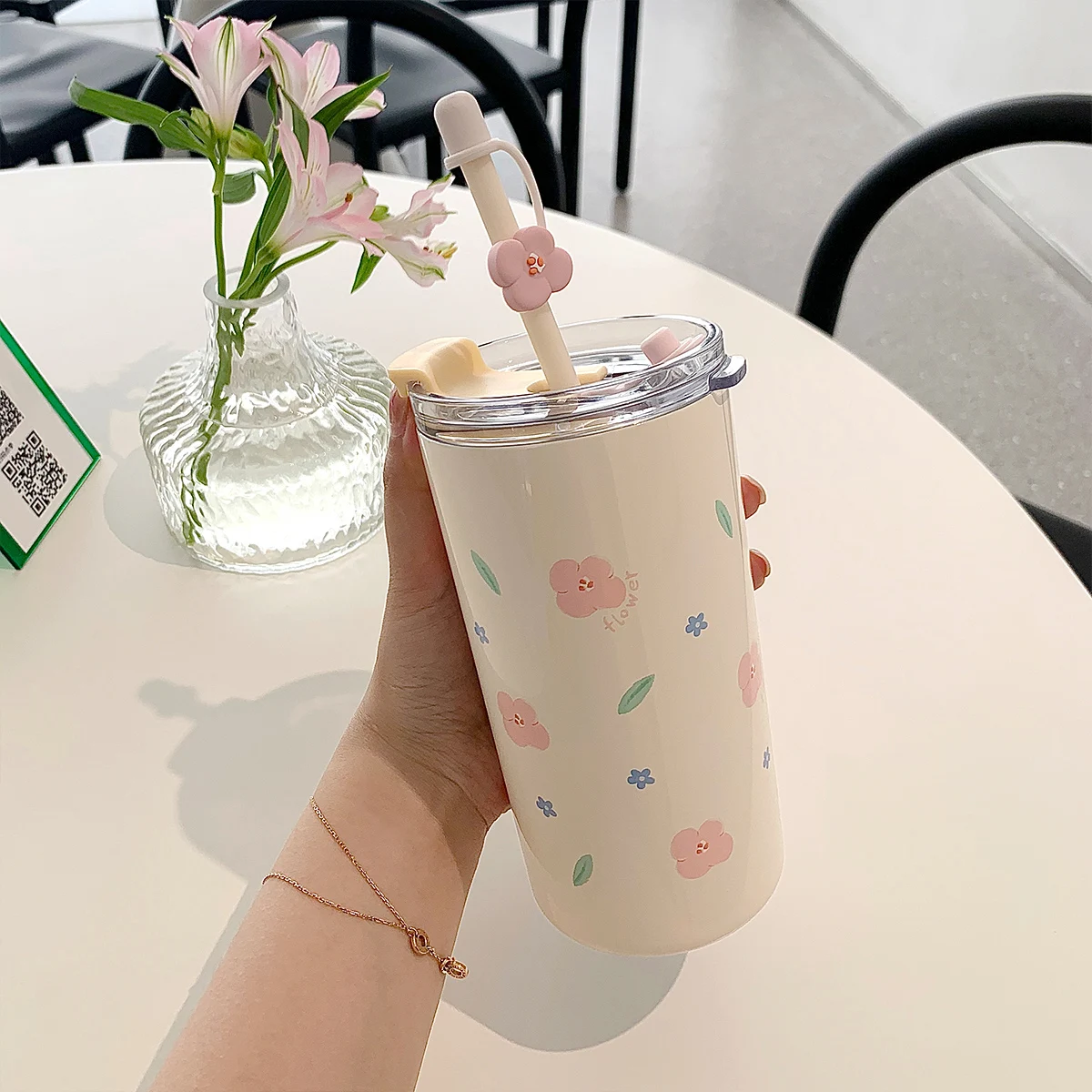 

Термос из нержавеющей стали с милыми цветами, 480 мл