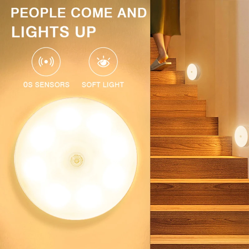 

Motion Sensor Night Lamp Smart USB Charge Closet Night Light Indoor Led Cabinet Lights Gift for Bathroom Stairs