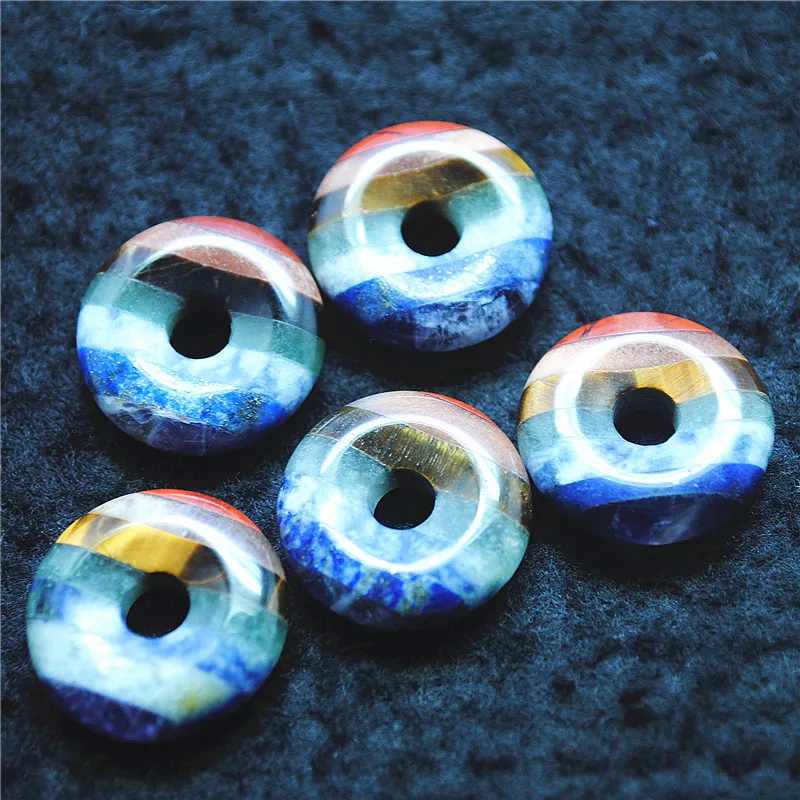 

3PCS New Mixed Stone Pendants DIY Jewelry Accessories Donuts Shape 20MM For Women Necklace Making Free Shippings