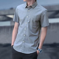 summer short sleeve turndown collar regular fit new oxford fabric cotton excellent comfortable business men casual shirts e94