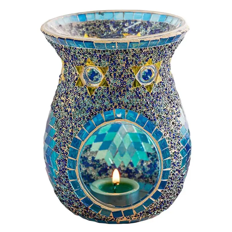 Turkish Aromatherapy Wax Holder Stained Glass Table Fragrance Lamp Vintage Essential Oil Burner Home Dining Table Decor